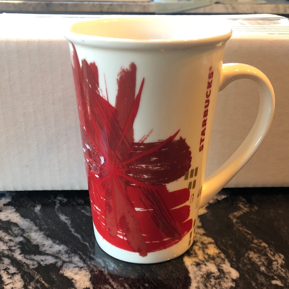 Starbucks White and Red Artistic Mug